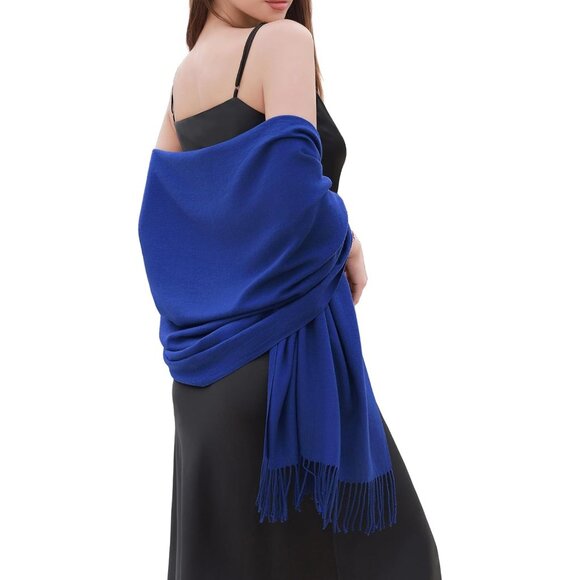 ⚡Women's Blue Pashmina Shawls Evening Dress Bridesmaid Winter Warm Long Scarf - Picture 2 of 7
